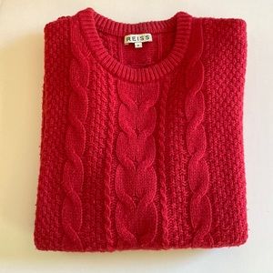 Reiss Red Cable Knit Sweater